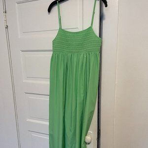 Zara Tiered Poplin Midi Dress INTENSE GREEN